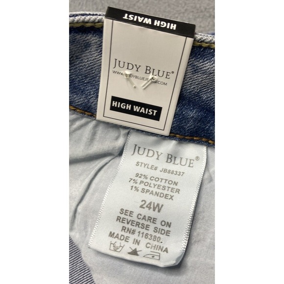 Judy Blue Jeans‎ Womens 24W Blue High Waist Boyfriend Stretch Cuff Denim JB88337 - Picture 6 of 14